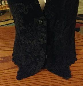 Embroidered Velvet Vest